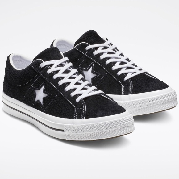 one star vintage suede low top black